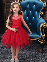 Robes cortège enfant Conçu Décolleté Sans manches Brodé Enfants Robes de soirée sociale