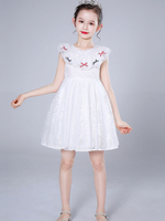 Robes cortège enfant conçues décolleté sans manches robes de soirée enfants brodées