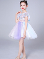 Robes cortège enfant conçues décolleté sans manches robes de soirée sociale pour enfants