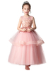 Robes cortège enfant cousu en dentelles Arcs sans manches Enfants Robes de soirée