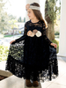 Robes cortège enfant cousu en dentelles manches longues Sash Kids Robes de soirée