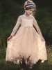 Robes cortège enfant cousu en dentelles manches longues Sash Kids Robes de soirée sociale
