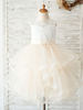 Robes cortège enfant cousu en dentelles Multi-Layer Lace Bodice Kids Social Party Dresses