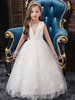Robes cortège enfant cousu en dentelles Polyester Sans manches Longueur cheville Robe de bal Arcs Formelle Enfants Pageant Robes