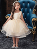 Robes cortège enfant cousu en dentelles Polyester Sans manches Longueur genou Robe de bal Arcs Enfants Robes de soirée sociale