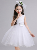 Robes cortège enfant cousu en dentelles sans manches brodé enfants robes de soirée
