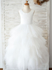 Robes cortège enfant cousu en dentelles Sans manches Retour Crossed-Lace Formal Kids Pageant Dresses