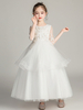 Robes cortège enfant cousu en dentelles Tulle 3/4 longueur manches cheville longueur princesse Silhouette perles formelle enfants Pageant robes