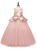Robes cortège enfant cousu en dentelles Tulle Sans manches Longueur de cheville Princesse Silhouette Brodé Enfants Robes de soirée sociale