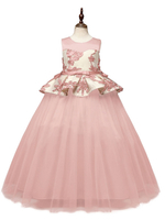 Robes cortège enfant cousu en dentelles Tulle Sans manches Longueur de cheville Princesse Silhouette Brodé Enfants Robes de soirée sociale