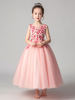 Robes cortège enfant cousu en dentelles Tulle Sans manches Longueur de cheville Princesse Silhouette Fleurs Enfants Robes de soirée