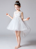 Robes cortège enfant cousu en dentelles Tulle Sans manches Princesse Haut Bas Longueur au genou Brodé Enfants Robes de soirée sociale