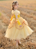 Robes cortège enfant de épaule coréenne velours longueur de cheville sans manches une ligne plissée formelle robes de princesse