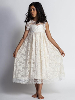 Robes cortège enfant dentelle bijou sans manches longueur de thé une ligne enfants robes de soirée
