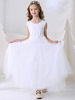 Robes cortège enfant Dresses cousu en dentelles manches plissées Tulle Enfants Robes de soirée
