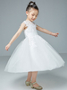 Robes cortège enfant en dentelles brodée col rond longueur au genou robe fille de fleur