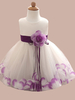 Robes cortège enfant Fleurs sans manches col bijou sociale Robes de soirée enfants