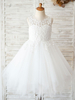 Robes cortège enfant ivoire en dentelles jupe en tulle robe de fille de fleur