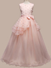 Robes cortège enfant longueur de plancher bijou cou longueur sans manches arcs enfants pageant robes de soirée