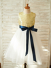 Robes cortège enfant lumière or bijou cou ceinture sans manches robes de soirée pour enfants