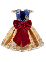 Robes cortège enfant manches courtes col rond brodé enfants robes de soirée sociale