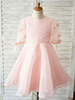 Robes cortège enfant manches courtes col rond enfants robes de soirée sociale roses
