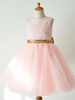 Robes cortège enfant Noeuds sans manches col rose Robes de soirée pour enfants