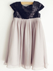 Robes cortège enfant Noir Paillette gris en mousseline de soie mancherons de mariage robe fille fleur