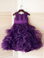 Robes cortège enfant Paillette cou organza manches longueur au genou Princesse Silhouette Fleurs formelles d\
