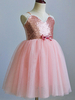 Robes cortège enfant Paillettes cousu en dentelles Sans manches Enfants Robes de soirée Bow Tutu Dress