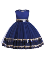 Robes cortège enfant paillettes de tulle sans manches une robe de soirée formelle enfants robe