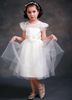 Robes cortège enfant robe boule robe Illusion cou manches courtes fille de satin cortège fille