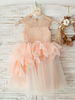 Robes cortège enfant Robe de soirée pour enfant avec perles et col bijou saumon