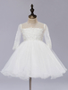 Robes cortège enfant Robe Tutu manches longues fille fleur robe Illusion cou tout-petit avec appliques de dentelle