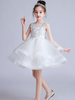 Robes cortège enfant robes de soirée enfants brodées sans manches col bijou