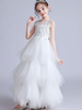 Robes cortège enfant robes de soirée enfants brodées sans manches col bijou