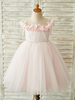 Robes cortège enfant rose cou bijou plumes sans manches enfants robes de soirée