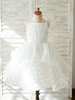 Robes cortège enfant Sans manches Bretelles Cou Ecru Blanc Robes de soirée pour enfants