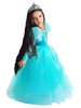 Robes cortège enfant Sirène princesse Robes cortège enfant cou carré sans manches plissée formelle enfants robes de reconstitution historique