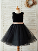 Robes cortège enfantarcs sans manches col bijou noir robes de soirée des enfants formels