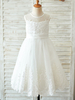 Robes cortège enfantécru blanc bijou cou sans manches arcs robes de soirée pour enfants
