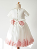 Robes cortège enfantécru blanc col bijou manches courtes perles robes de fête des enfants