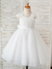 Robes cortège enfantécru blanc col bijou sans manches arcs robes de soirée pour enfants