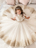 Robes cortège enfantmanches courtes col bijou Sash enfants robes de princesse