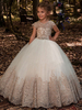 Robes cortège enfantmanches courtes col en dentelle manches enfants Robes de princesse