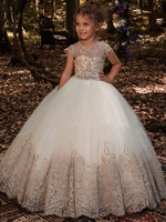 Robes cortège enfantmanches courtes col en dentelle manches enfants Robes de princesse