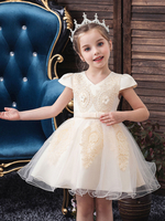 Robes cortège enfantmanches v - cou manches courtes fleurs robes de soirée pour enfants