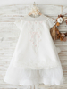 Robes cortège enfantperles manches courtes col bijou écru blanc robes de soirée pour enfants