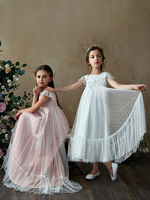 Robes cortège enfantUne partie évasée ligne manches robe blanche de demoiselle d\
