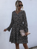 Robes Courte Femmes avec Manches Longues Amples Coupe Cintrée Elastique Imprimé avec Fleurs Bas Evasée